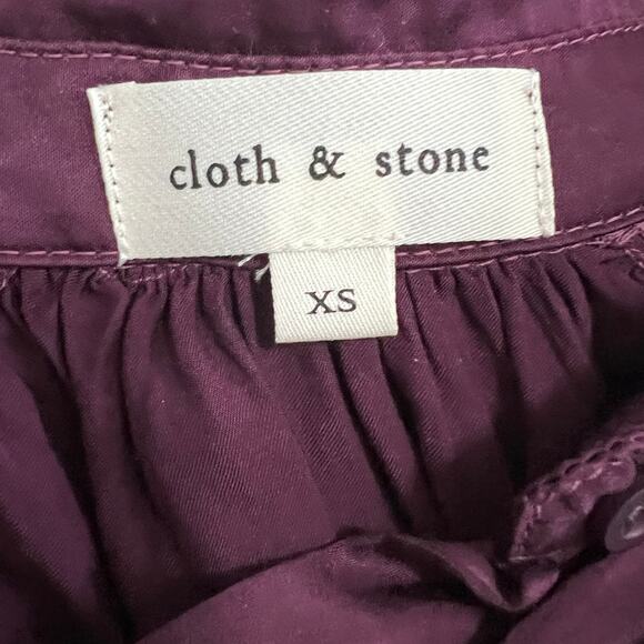 Cloth and Stone Long Sleeve Button Up Tie Front Purple Blouse Size X Small - Picture 7 of 8
